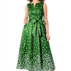 Green polka dot dress